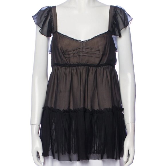 D&G Babydoll Silk Ruffle Blouse - Picture 1 of 8